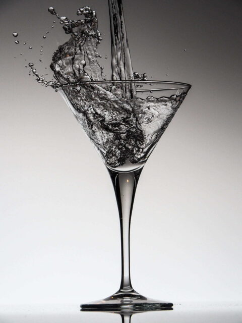 Gibson Martini cocktail with garnish - Black and white picture